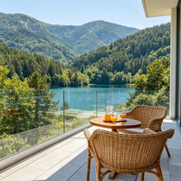 Système de balustrade en verre sans cadre pour balcon et terrasse, balustrade en verre trempé au design minimaliste