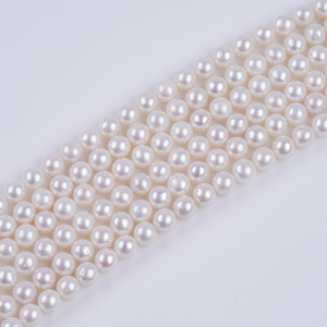 Perles de culture d'eau douce rondes blanches Zhuji 6-7 mm, naturelles, en vrac, accessoires de bijoux DIY, vente en gros - Product Image 3