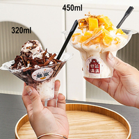 Gobelet jetable en plastique transparent en forme de pétale pour crème glacée, glace pilée, dessert, sorbet