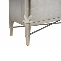 Meuble TV de luxe sur mesure style manoir de Dubaï, console moderne en acier inoxydable faite à la main avec incrustation de nacre pour salon
