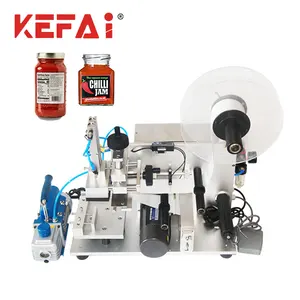 KEFAI Étiqueteuse semi-automatique d'autocollants plats sur le dessus des bouteilles de bocaux Étiqueteuse pneumatique de surface Applicateur d'étiquetage plat