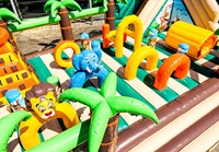 Château gonflable géant Commercial Jungle World 2 en PVC, aire de jeux gonflable extérieure pour enfants, idéal pour la location