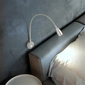 Lampu belajar LED fleksibel lampu dinding kamar tidur Hotel dalam ruangan lampu baca buku leher angsa 3W dengan sakelar nyala/mati dan kabel colok