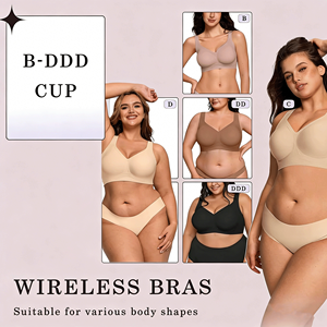 Reggiseno Senza Ferretto in Tessuto Solido per Donna, <span class=keywords><strong>Taglie</strong></span> <span class=keywords><strong>Forti</strong></span>, Senza Cuciture, Traspirante, Copertura Totale, Push-Up, Comodo con Spalline Regolabili - Product Image 3