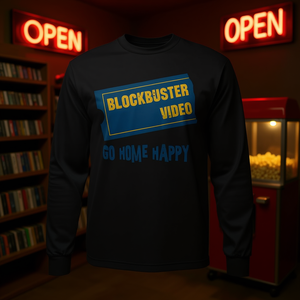 Camiseta de manga larga retro de Blockbuster Video con diseño Go Home Happy - Product Image 3