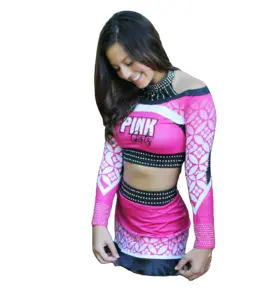 Hot Sale All Star Cheer Athletics Uniform Tops And Skirts Custom Pink Cheerleading Uniforms For Girls