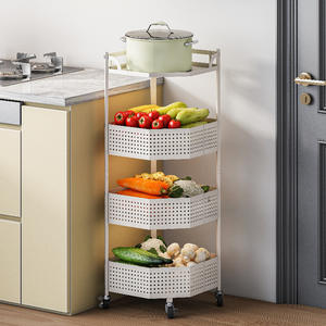 5-Tier Metal Shelf Kitchen <b>Vegetable</b> & Fruit Organizer Storage <b>Trolley</b> with Onion & Potato Basket <b>Rack</b> - Product Image 2