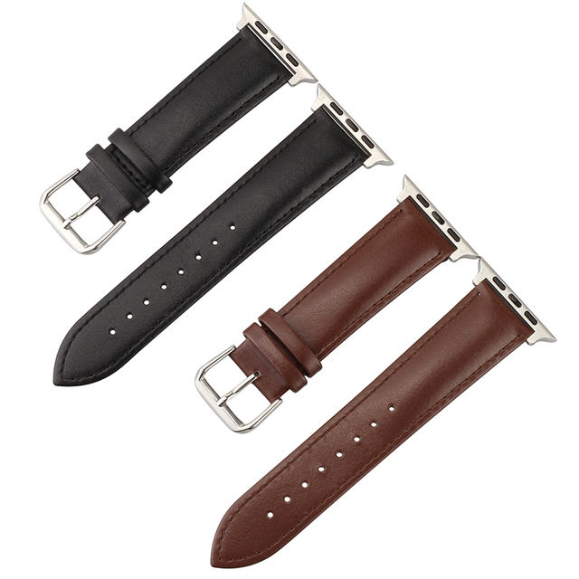 Manufacturer's Luxury 22mm Genuine Leather Watchband with Stainless Steel Pin Buckle Ultra-Fit for Apple IWatch Strap
