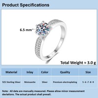Bague en moissanite de style japonais, argent sterling 925, minimaliste, à anneau fermé