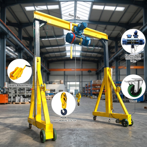 Grue à portique mobile réglable en hauteur de 1, 2 et 3 tonnes avec palan à chaîne pour levage en atelier - Product Image 1