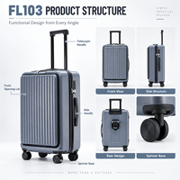 Valise de voyage rigide moderne à roulettes avec poche avant et serrure TSA, 20/24 pouces, marque privée, OEM/ODM et logo personnalisé pour les marques