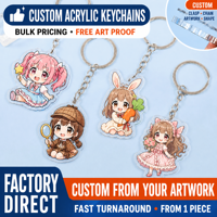 Porte-clés en acrylique en gros pour anime, petits porte-clés en plastique, pendentifs de personnages pour marchandises d'artistes et événements