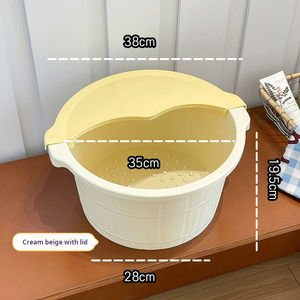 ポータブル折りたたみ式フットバスタブふた付きハンドル付きホームスパと旅行用アウトドアウォーター機能 - Product Image 1