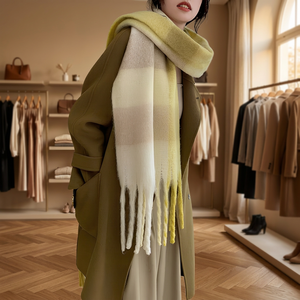 Accessoire de mode pour homme en coton uni avec longue frange en fourrure de renard, chaud, décontracté, multifonctionnel et écologique pour l'hiver - Product Image 4