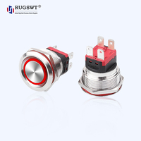 Interrupteur à bouton-poussoir industriel IP65 25 mm en acier inoxydable SUS 304/316, 10A haute intensité, éclairage LED R/G/B