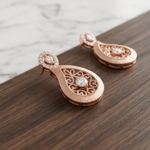 Conjunto de Collar y Pendientes Zyvory de Plata 925 con Diseño de Hoja de Oro Rosa Italiano, Joyería de Cristal para Regalo de Aniversario - Product Image 3
