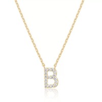 Collar con Inicial Personalizada, Plata de Ley S925, Chapado en Oro de 18K, Colgante con 26 Letras de la A a la Z, Joyería Minimalista con Circonitas, Regalo