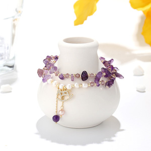 Commercio all'ingrosso irregolare cristallo naturale chakra pietra accessorio moda braccialetto perline <span class=keywords><strong>quarzo</strong></span> <span class=keywords><strong>rosa</strong></span> ametista braccialetto - Product Image 6