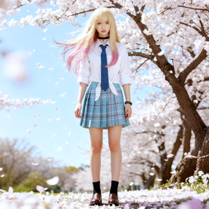 Costume de <span class=keywords><strong>cosplay</strong></span> anime pour femmes, uniforme scolaire bleu et blanc à carreaux, chemise, cravate, jupe plissée, perruque dégradée, ensemble de chaussettes noires - Product Image 3
