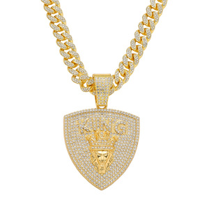 Personalization Simple Design Shine Alloy Shield Lion Head <b>Animal</b> Pendant Necklace Hiphop Mens Necklace Wholesale Jewelry Trendy - Product Image 6