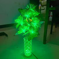 Vente en gros de lumière de fête décorative Grande pivoine en fibre optique fleur artificielle Led avec vase