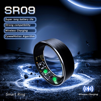 SR09 Nouvelle bague intelligente, tracker de fitness intelligent pour hommes et femmes, moniteur de santé, moniteur de fréquence cardiaque, contrôle par application Android OS, acier