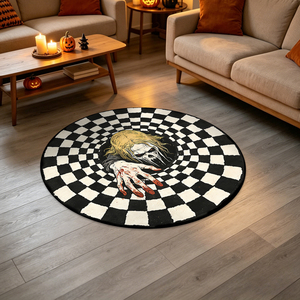 Alfombras de Halloween con diseño de esqueleto de demonio, alfombra personalizada, alfombras de Halloween con diseño de fantasma, alfombra redonda para sala de estar, alfombra con efecto de desvarío visual - Product Image 4