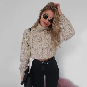 China Clothing Factory Women Crop <strong>Sweater</strong> Autumn <strong>Turtle</strong> <strong>Neck</strong> <strong>Sweater</strong> - Product Image 1