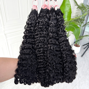 Cabello humano rizado birmano negro natural, textura suave y rizada para trenzas de ganchillo estilo bohemio. - Product Image 2