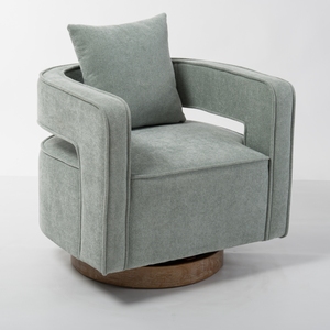 <span class=keywords><strong>Poltrona</strong></span> Moderna Girevole OEM in Ciniglia con Gambe in Legno e Schienale Imbottito per Soggiorno - Product Image 3