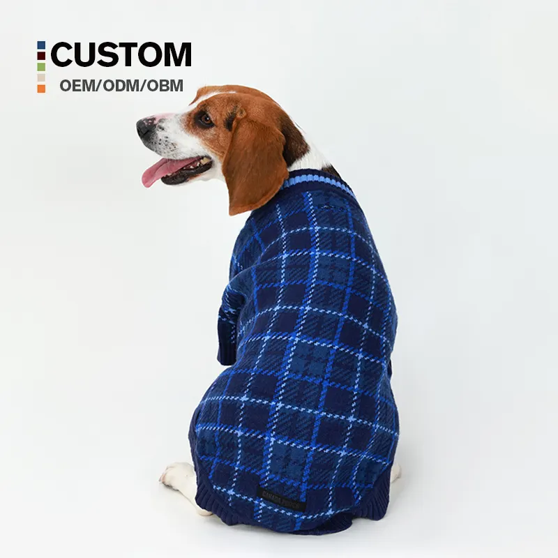 Sweater kardigan rajutan hewan peliharaan hijau desainer Sweater anjing multiwarna kustom pabrik