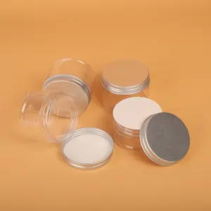 Personnalisation ponctuelle 100ml 200ml 8oz 300ml 12oz 500ml contenants cosmétiques transparents à large bouche pot en plastique pour animaux de compagnie avec couvercle en aluminium