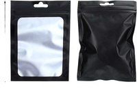 Hochwertige geruchs neutrale schwarz-rosa matte Mylar-Lebensmittel verpackung Plastiktüten Wieder versch ließbare Beutel aus Aluminium folie mit Fenster