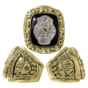 Anillos de Campeonato de Boxeo Ali 1964-1974 en Oferta, Anillo Unisex de Aleación de Zinc Chapado en Oro de Estilo Clásico con Caja de Madera - Product Image 1
