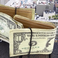 Portefeuille en cuir et nylon imprimé billet de 100 dollars, fait main, vintage, court, porte-cartes de crédit, design personnalisé, portable
