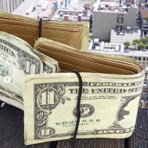 Printed 100 Dollar Bill <b>Money</b> <b>Wallet</b> Handmade Vintage Bifold Short Credit Card Holder Customized Design Portable Leather Open - Product Image 5