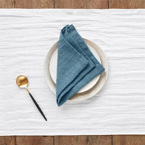 Serviettes en lin pur lin multicolore pierre en gros français belge rayure Plaid lavage 100 pour cent à la main Opp sac moderne doux - Product Image 4