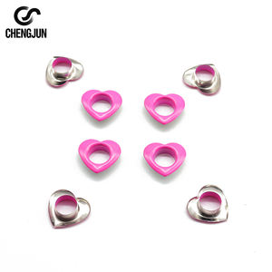 Kaplama teknikleri pembe kalp şekilli kuşgözü tokaları 10mm bronz halkalar giyim için ayakkabı çantaları - Product Image 5