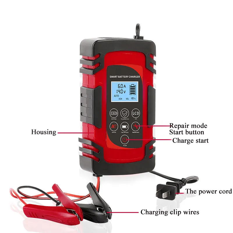 SUYEEGO 12V/24V smart car battery charger intelligent repair battery charger for AGM and GEL battery with good quality