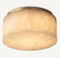Plafonnier LED moderne en laiton massif et albâtre, modèle Rivage Lueur rond, pour chambre à coucher - Offre Spéciale