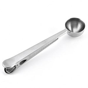 Cuillère à café 2-en-1 Hyri en acier inoxydable avec manche long et pince de scellage pour sachets alimentaires, cuillère doseuse pour lait en poudre - Product Image 2