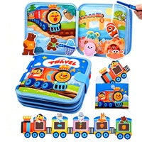 Buku Aktivitas Montessori Tema Kereta Api Interaktif dari Kain Felt, Buku Tenang untuk Pembelajaran Dini, Mainan Perjalanan, Permainan Motorik Halus, Hadiah untuk Balita Usia 1-3 Tahun