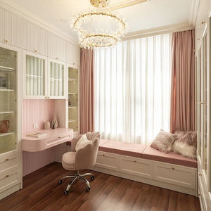 ชั้นวางหนังสือติดผนังแบบสั่งทำพิเศษ Wiccamen พร้อมโต๊ะทำงานในตัว ตู้เก็บของแบบโมดูลสำหรับห้องนอน ทำจากไม้เนื้อแข็ง สำหรับห้องนั่งเล่น - Product Image 1