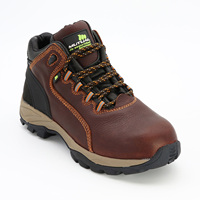 Bottes de sécurité pour hommes, mi-hautes, en cuir embossé marron, résistantes