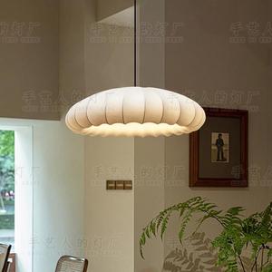 Lámpara Colgante de Tela Estilo Wabi Sabi, Redonda, Blanca, LED E27, Antideslumbrante, para Salón de Té, Estudio, Hotel, Barra de Bar - Product Image 3