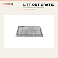 FLAMEBUILT Grand barbecue de camping pliable au charbon de bois 43 x 22 cm, corps en acier inoxydable SUS304, grille pour barbecue extérieur toutes saisons