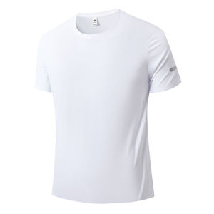 Custom T-Shirt Men's Quick-Dry Short Sleeve Solid Color Polyester Leisure Wear - Product Image 1