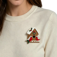 Broches de Noël mignonnes pour femmes et filles, épingles amusantes en bois et acrylique, clips pour pulls et robes, badges, bijoux de Noël, cadeaux