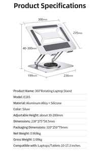 Support pour ordinateur portable ergonomique en aluminium <span class=keywords><strong>de</strong></span> qualité supérieure, réglable et pliable, pour MacBook, bureau, jeux - Product Image 4