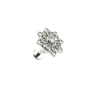 <span class=keywords><strong>Piercing</strong></span> de Titanio ASTM F136 con Diseño de Flor Mandala, 16G, Roscado Internamente, con Circonita Cúbica, para Cartílago, Hélix, Tragus - Product Image 2